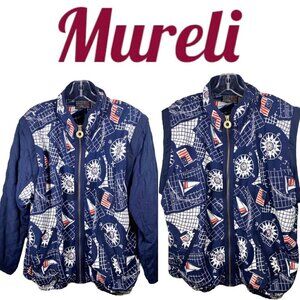 MURELI‎ Vintage 90s Nautical Convertible Quilted Windbreaker Jacket Vest, Large